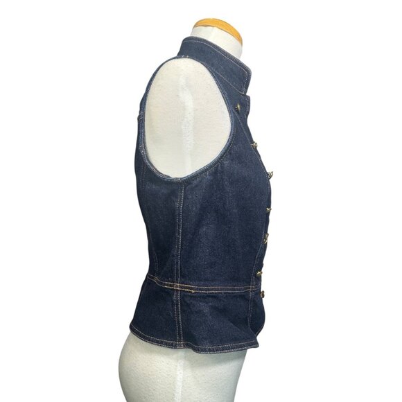 Ralph Lauren Denim Military Style Vest S Double Breasted Gold Buttons 1967 Desig - Picture 10 of 13